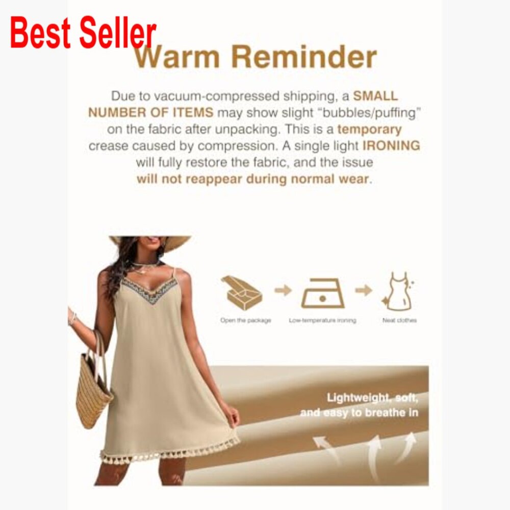 Polyester V-Neck Spaghetti Strap Embroidered Sund… - image 6